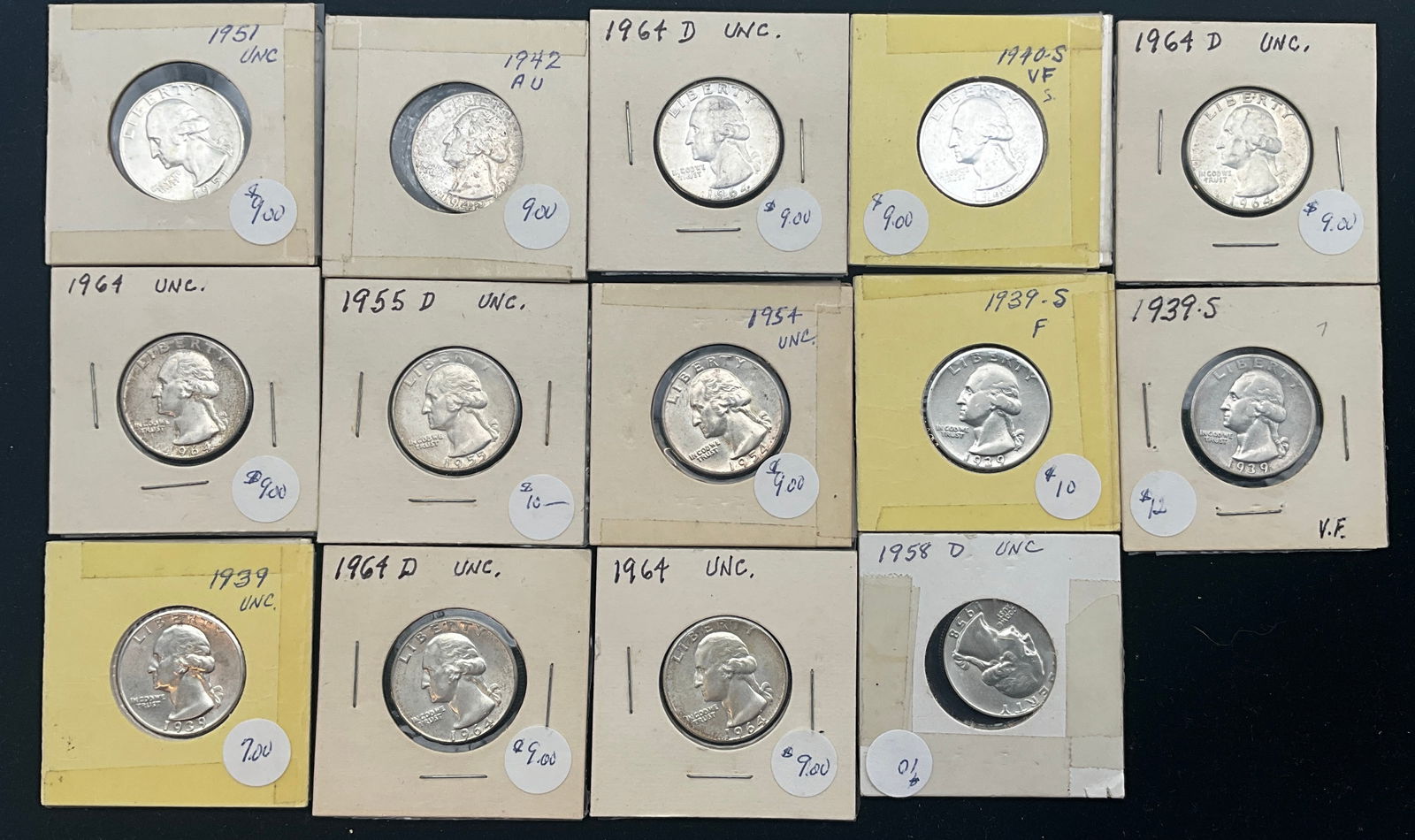 US 1939-1964 A Lot of Washington Quarters, 90% Silver, KM-164 - 2