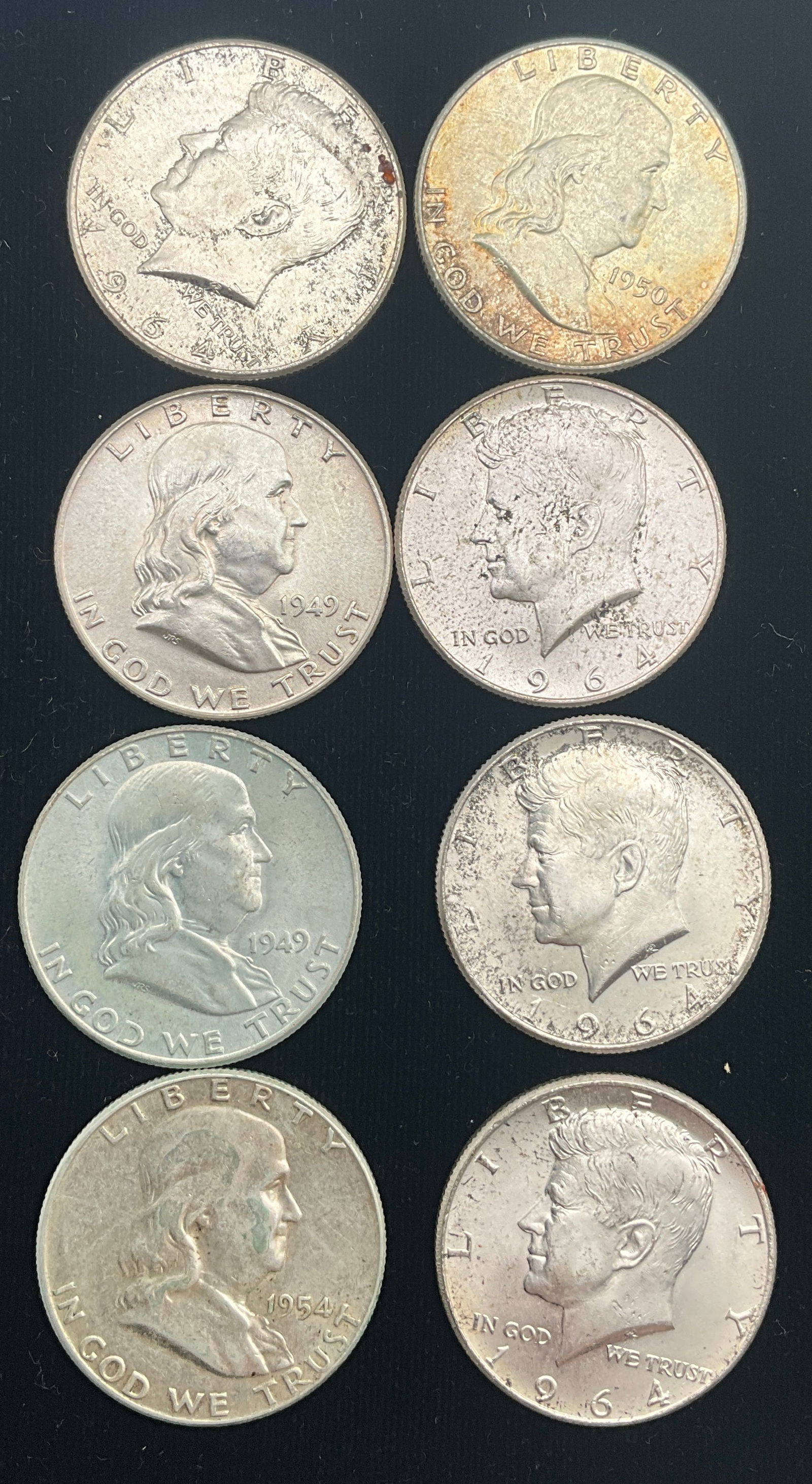 A Collection of US 1949-1964 Half Dollars, 90% Silver, KM-199/KM-202 - 2