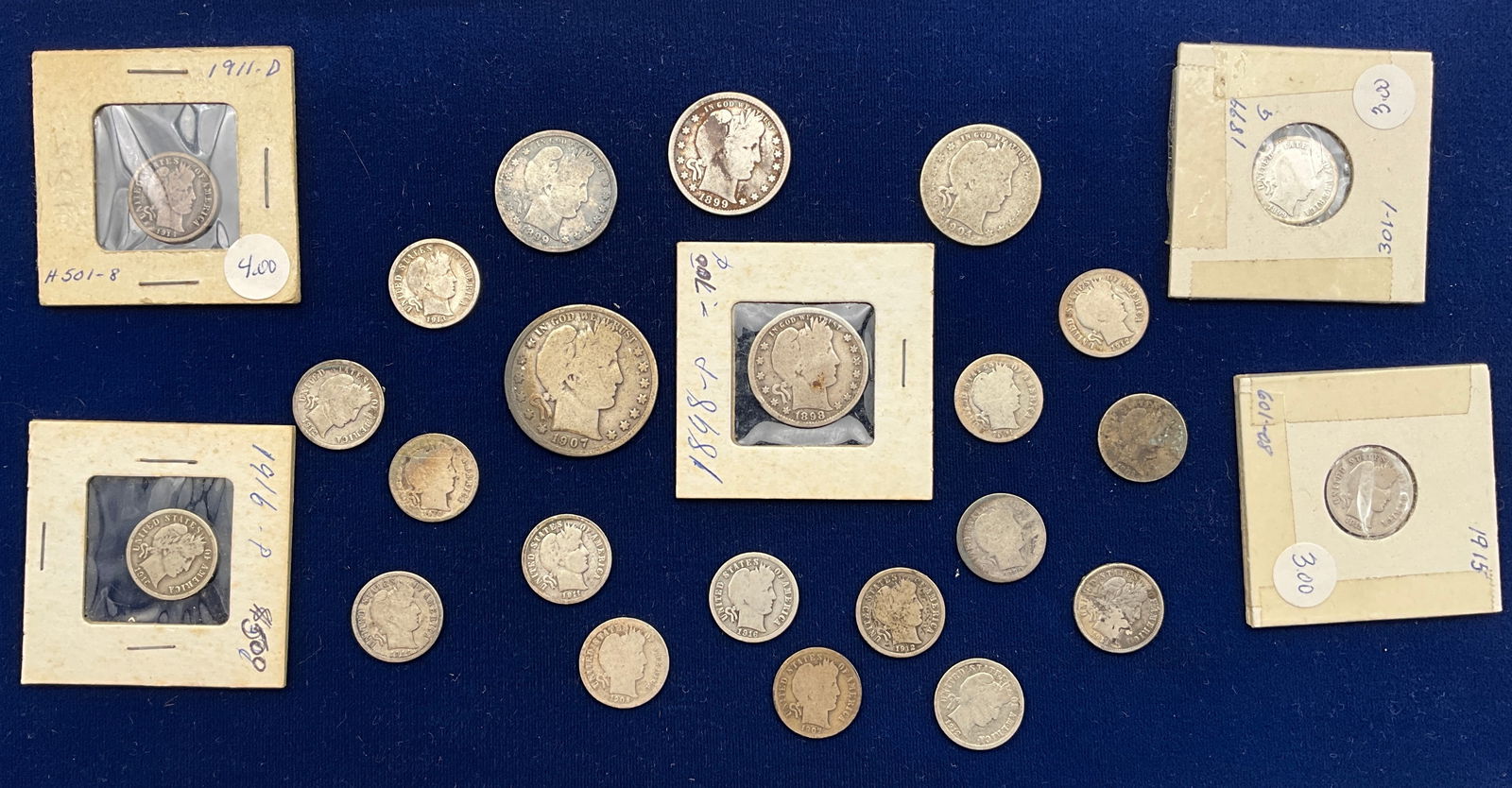 US 1898-1916 Barber Silver Coinage, Silver, A Lot of Coins - 2