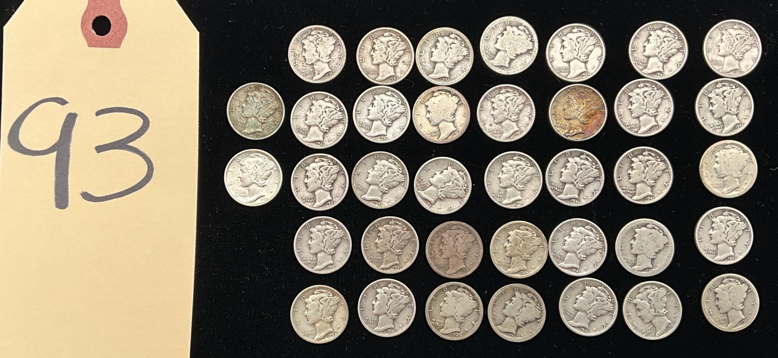 US 1916-1943 Mercury Dime Group, 90% Silver, KM-140 (1 of 3)