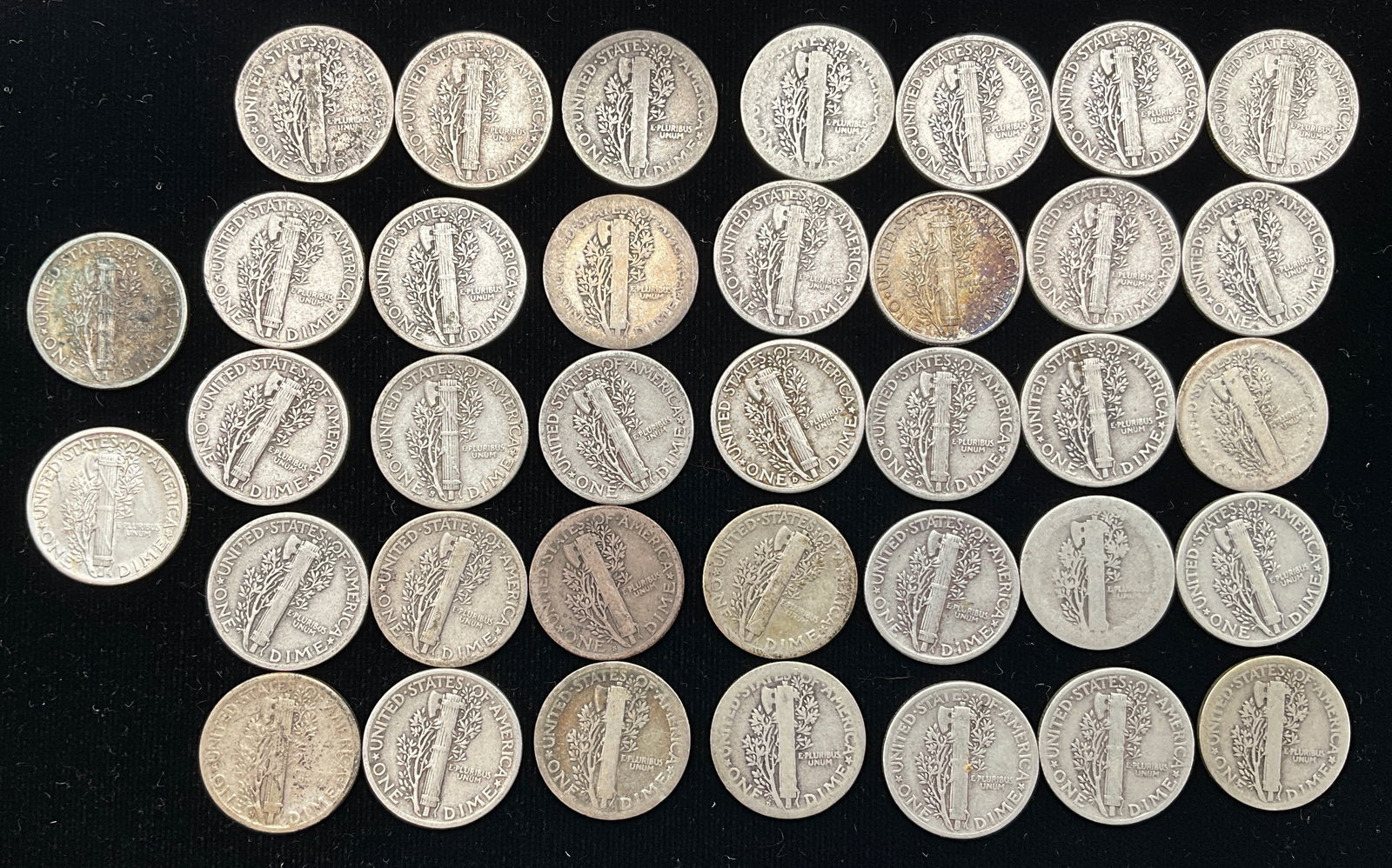 US 1916-1943 Mercury Dime Group, 90% Silver, KM-140 - 3