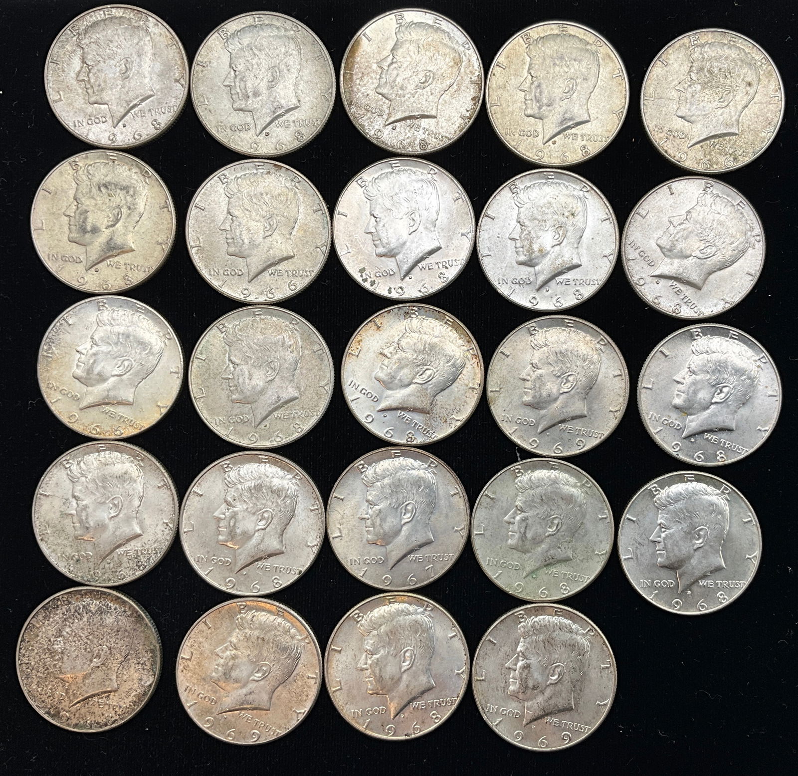 US 1967-1969 Kennedy Half Dollars, 40% Silver, KM-202a - 2