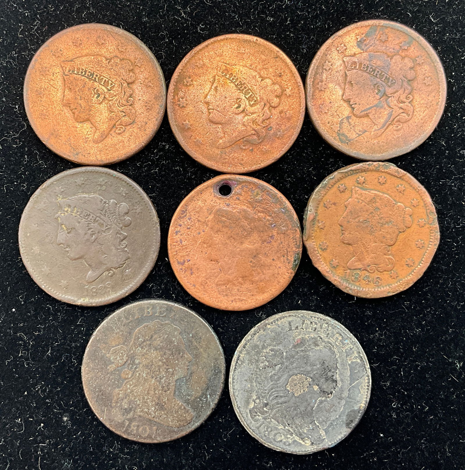 US 1801-1846 Large Cent Lot, Copper - 2