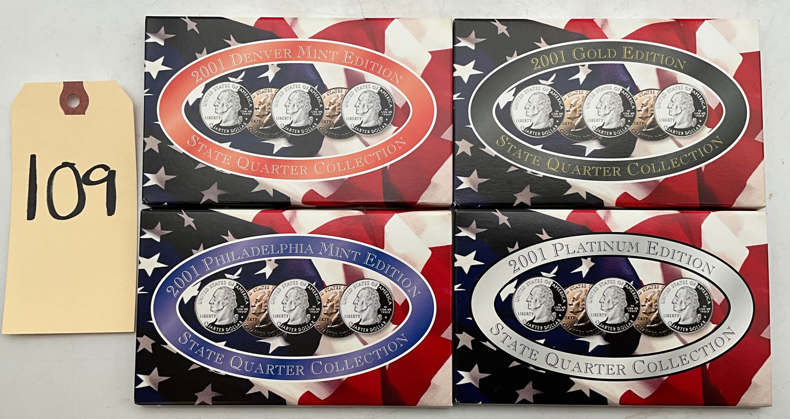 US 2001 Quarter Collection, Base Metal, Gold and Platinum Layered (1 of 3)