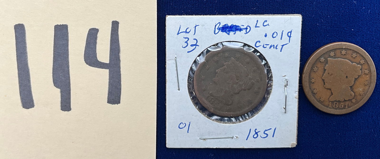A Pair of US 1851 One Cent, Copper, KM-67 (1 of 3)