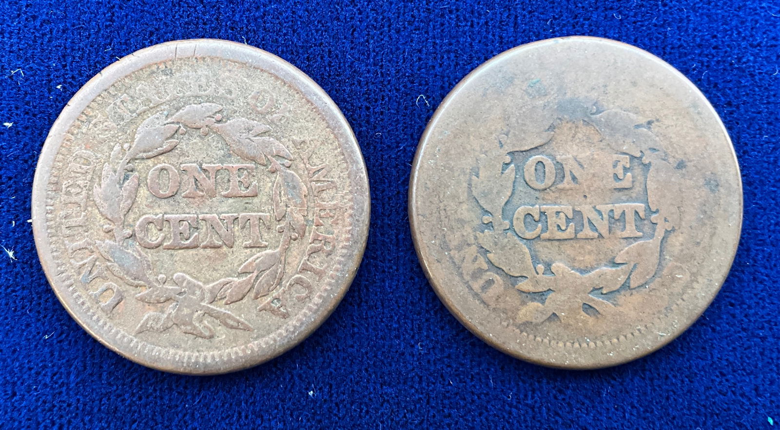 A Pair of US 1851 One Cent, Copper, KM-67 - 3