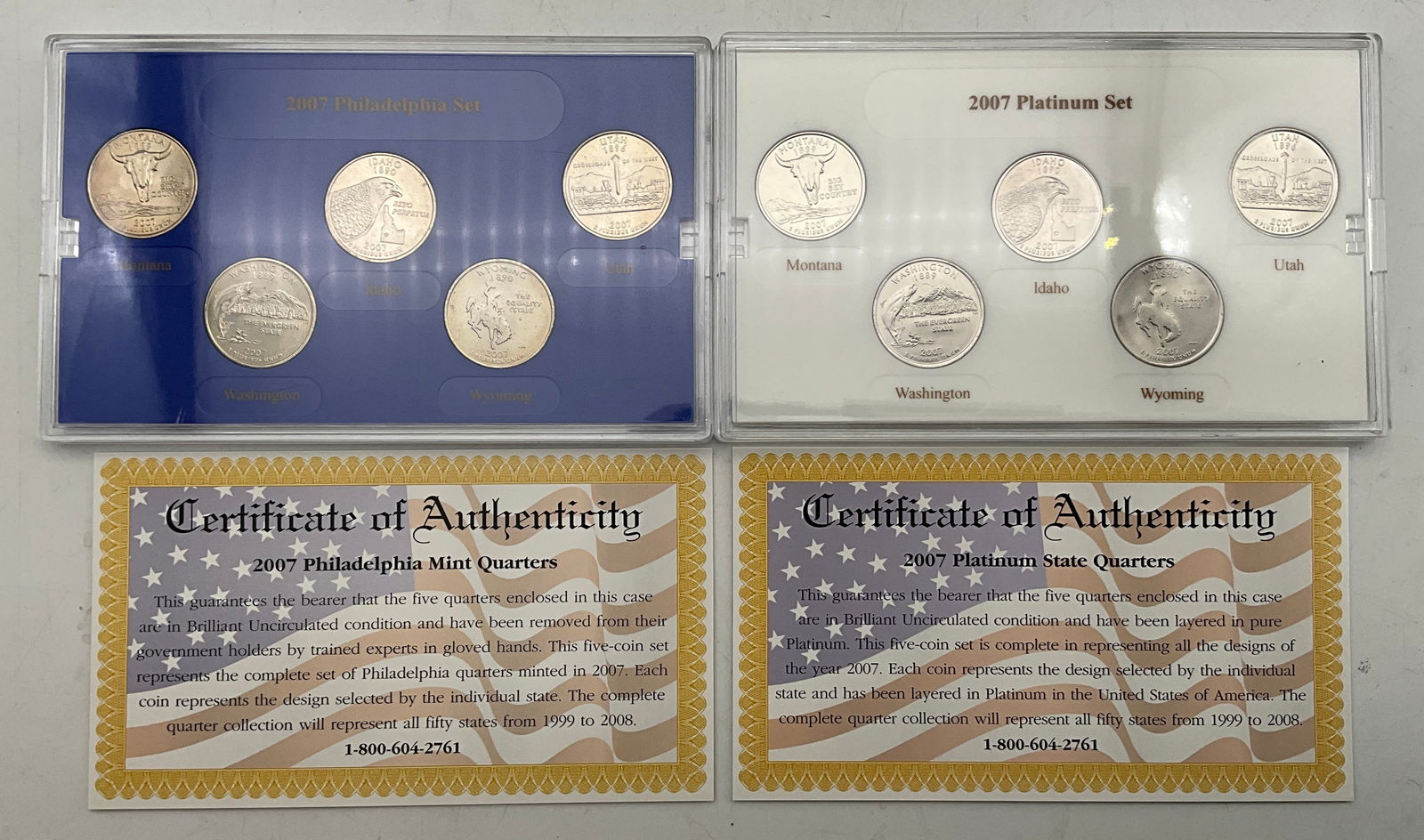 US 2007 25 Cents, Mixed Metals, KM# 409-413 - 3