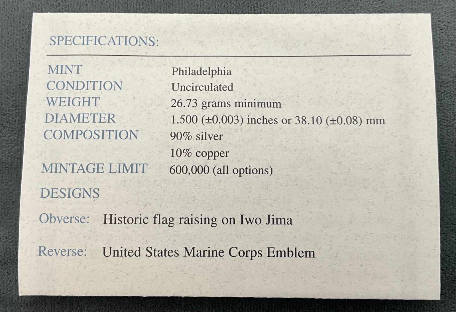 US 2005 Marine Corps Silver Dollar, Silver, KM-374 - 4