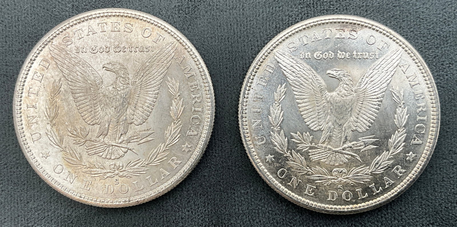 A Pair of US 1880-S Morgan Silver Dollars, KM-110 - 3