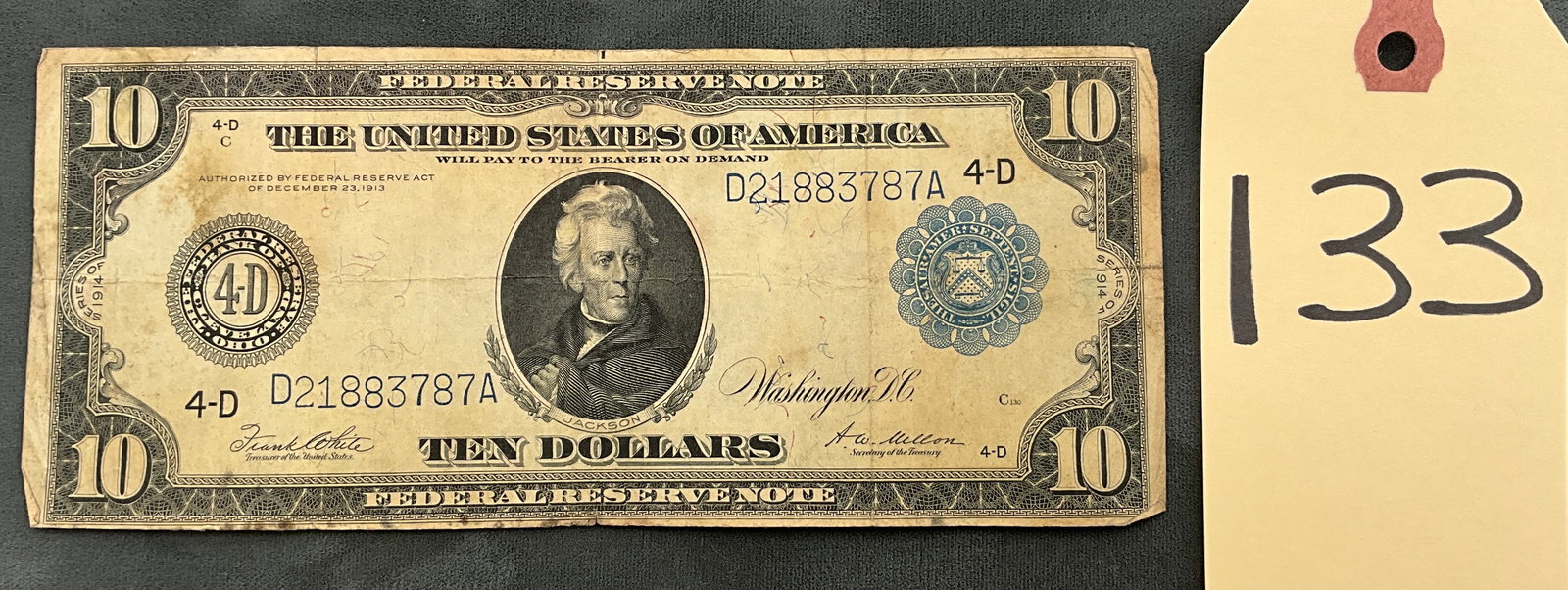 US 1914 $10 Federal Reserve Note, Cleveland, Fr-919A (1 of 3)