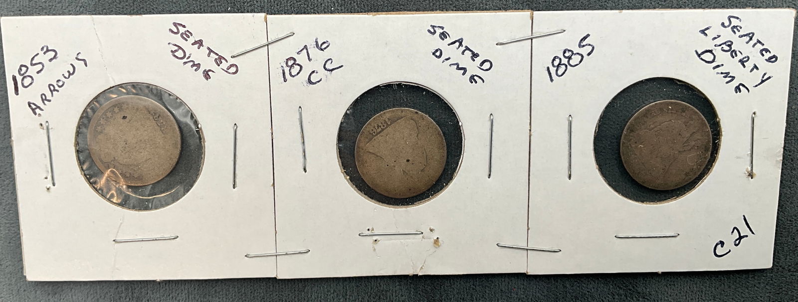 US 1853-1916 Seated Liberty and Barber Dimes, Silver - 3