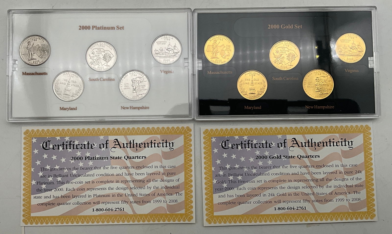 US 2000 25 Cents, Clad/Gold/Platinum Layered, KM-306-310 - 4