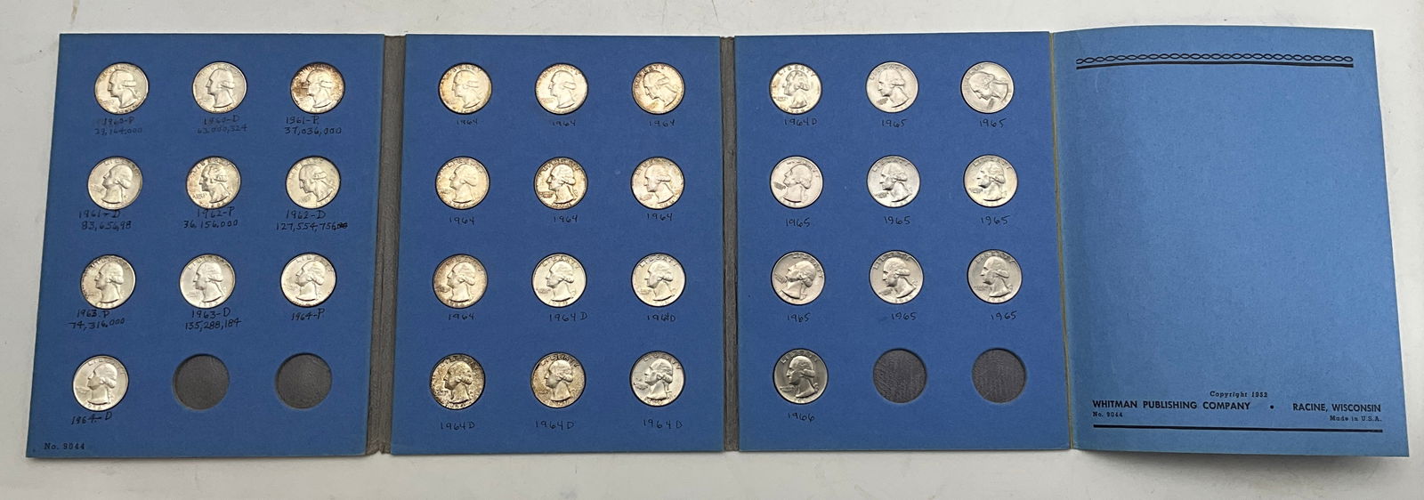 US 1960-1966 Washington Quarters, Silver and Clad, Whitman Folder #9044 - 2