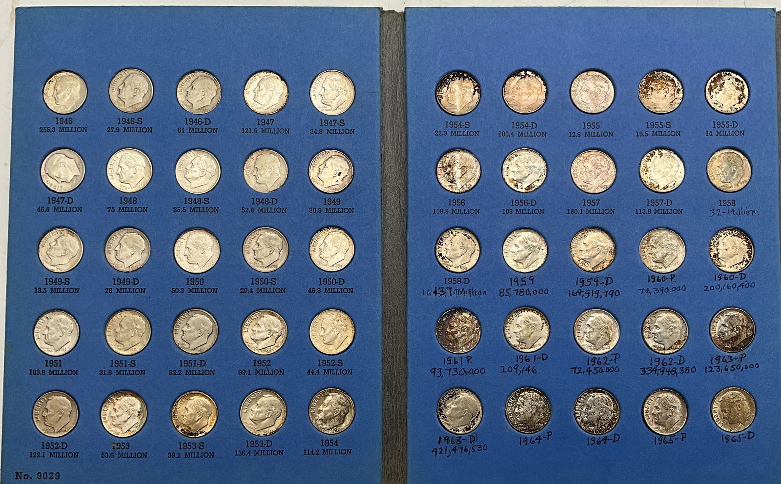 US 1946-1965 Roosevelt Dime Collection, Silver and Clad - 3