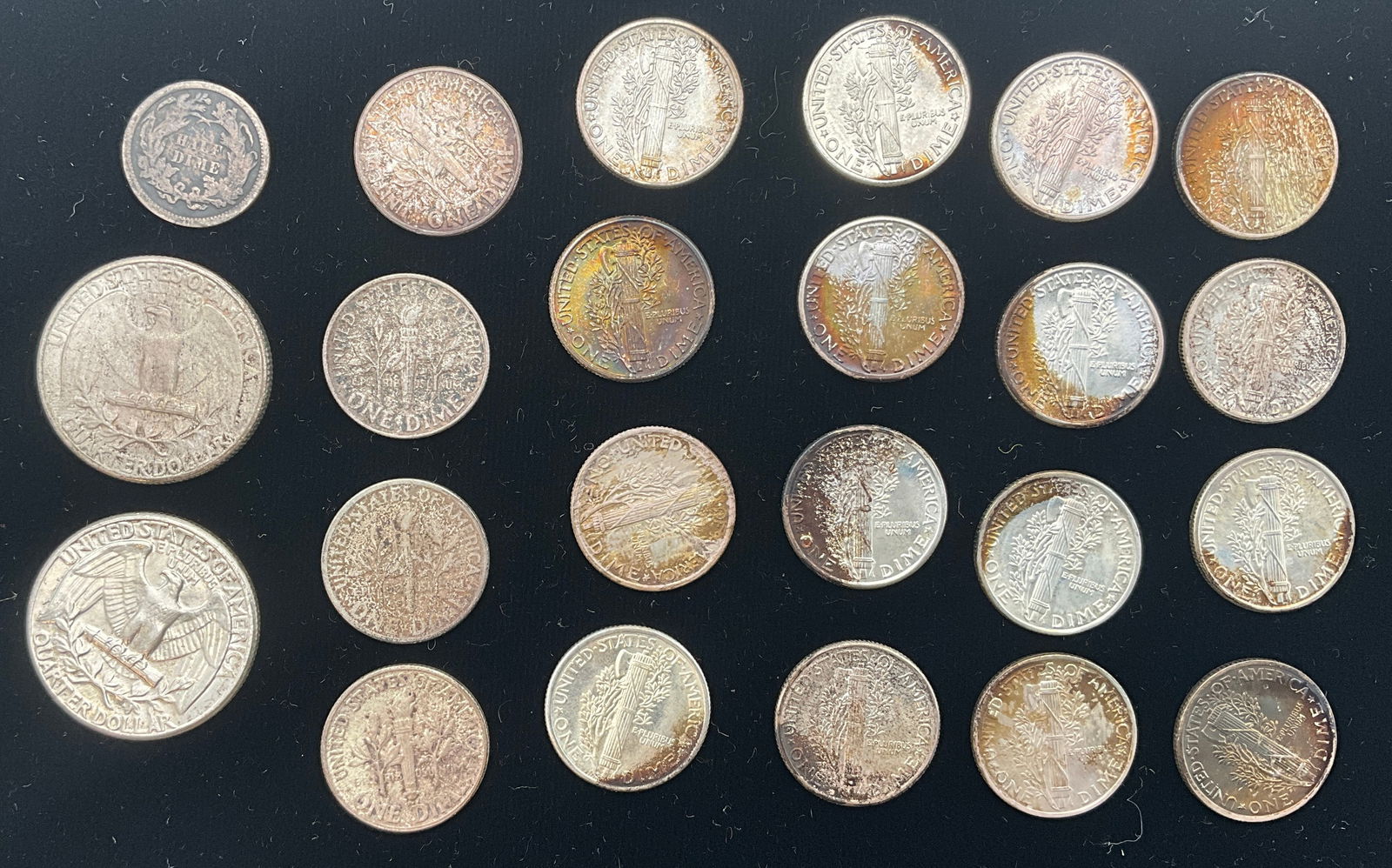 US 1873-1962 Silver Coin Collection, Half Dime, Quarters, Dimes - 3