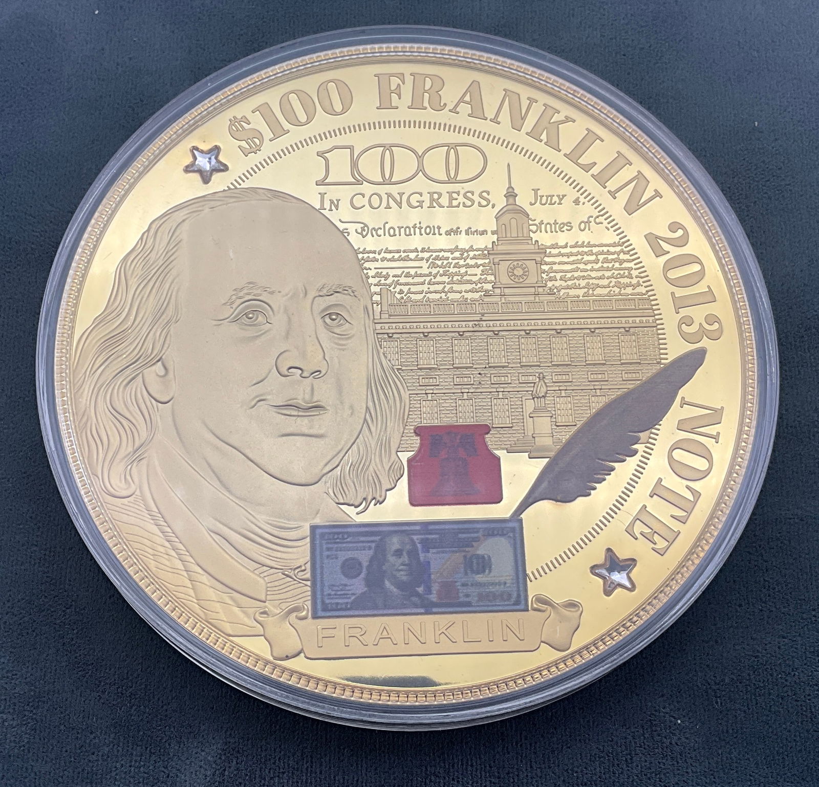 US 2021 $100 Franklin Banknote Tribute, Gold-Layered Copper Medal - 2