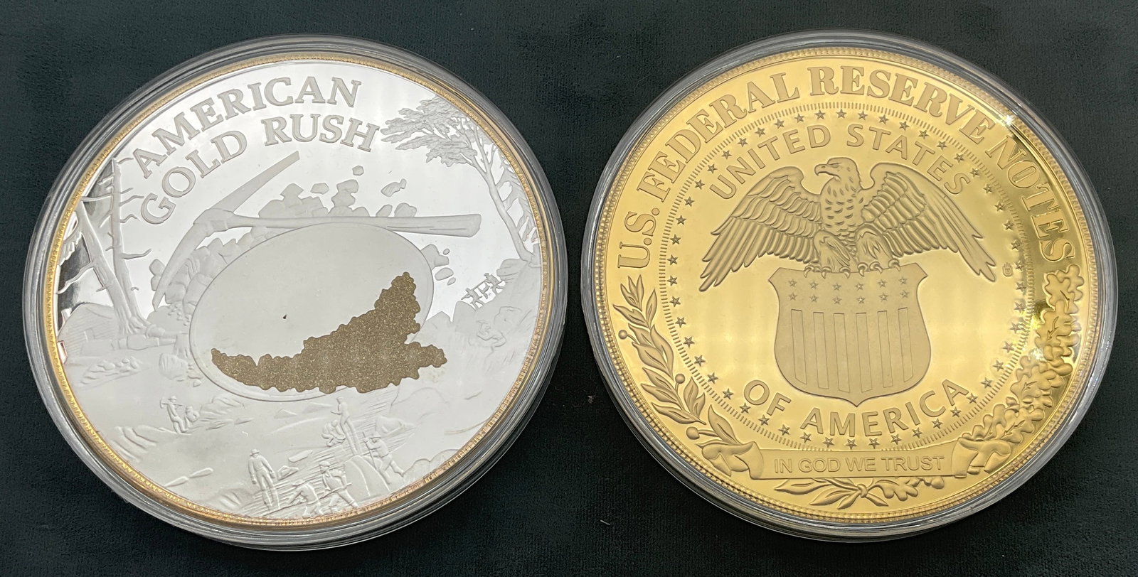 A Pair of US 2017 & 2022 American Mint Jumbo Medals, Plated Copper - 3