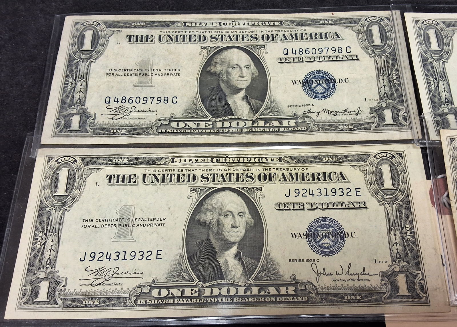 US 1935 Series $1 Silver Certificates, A Group of 4 Banknotes - 2