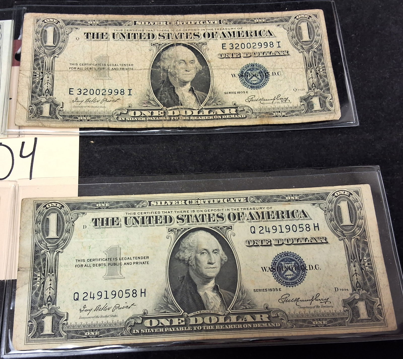 US 1935 E $1 Silver Certificates, FR-1614 - 2