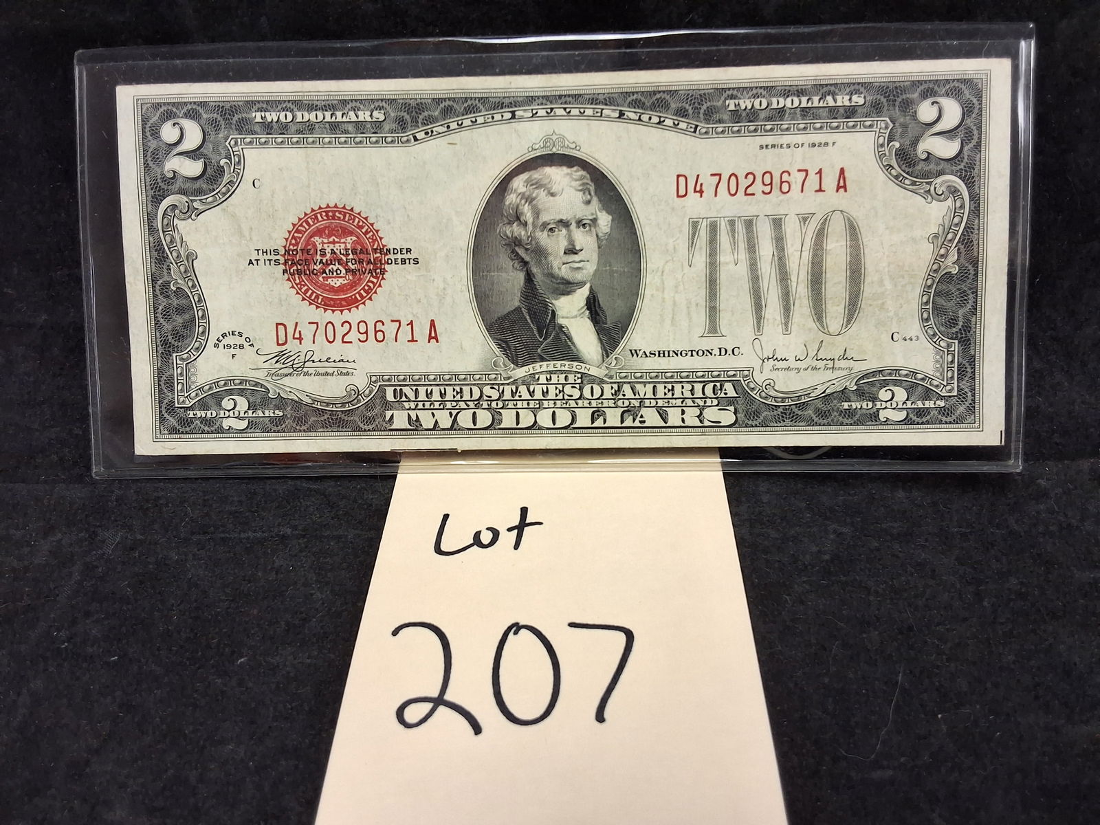 US 1928 F $2 United States Note, Red Seal (1 of 2)