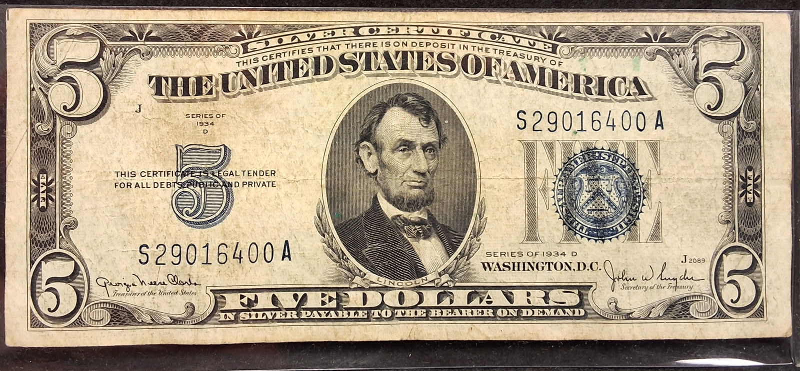 US 1934 D A Pair of $5 Silver Certificates, Fr. 1654 - 4