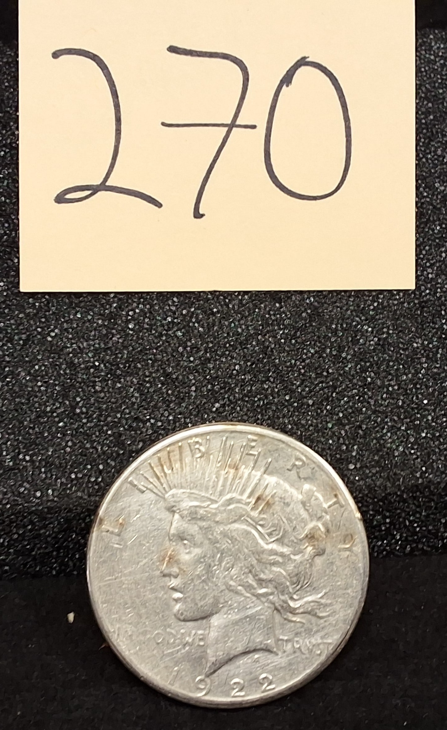 US 1922-S One Dollar, Silver, KM-150: KM-150. Designed by Anthony de Francisci. This 1922-S Peace dollar was struck at the San Francisco Mint. Liberty obverse / Eagle reverse.ConditionAll property is sold in "as is" condition and all