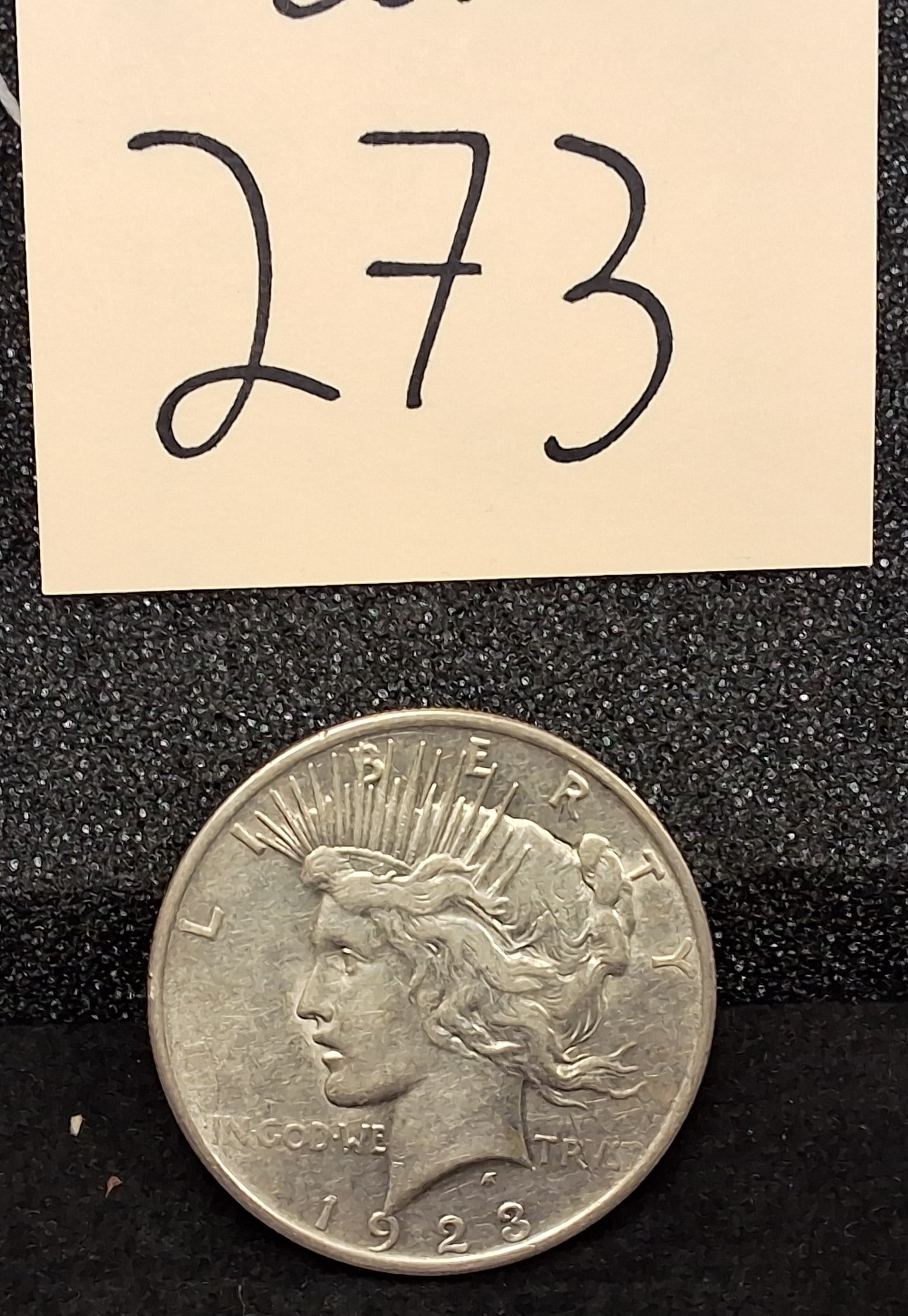 US 1923 Peace Dollar, Silver, KM-150: KM-150. Designer: Anthony de Francisci. Philadelphia Mint. Liberty obverse / Eagle reverse. This date represents one of the highest mintage years in the Peace dollar series.ConditionAll property is