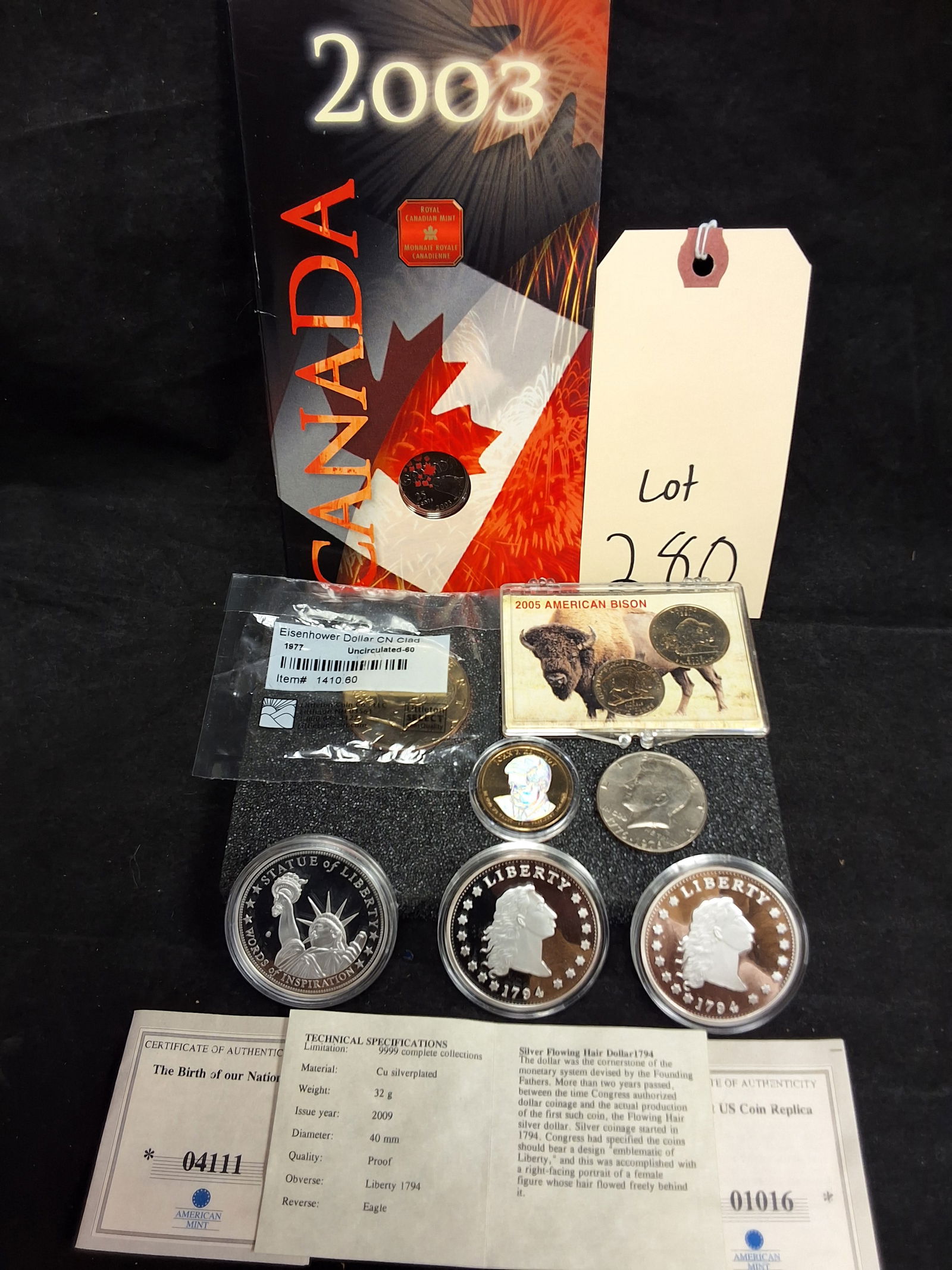US and CA Collection of Coins, Medallic Rounds, and Replicas (1 of 3)