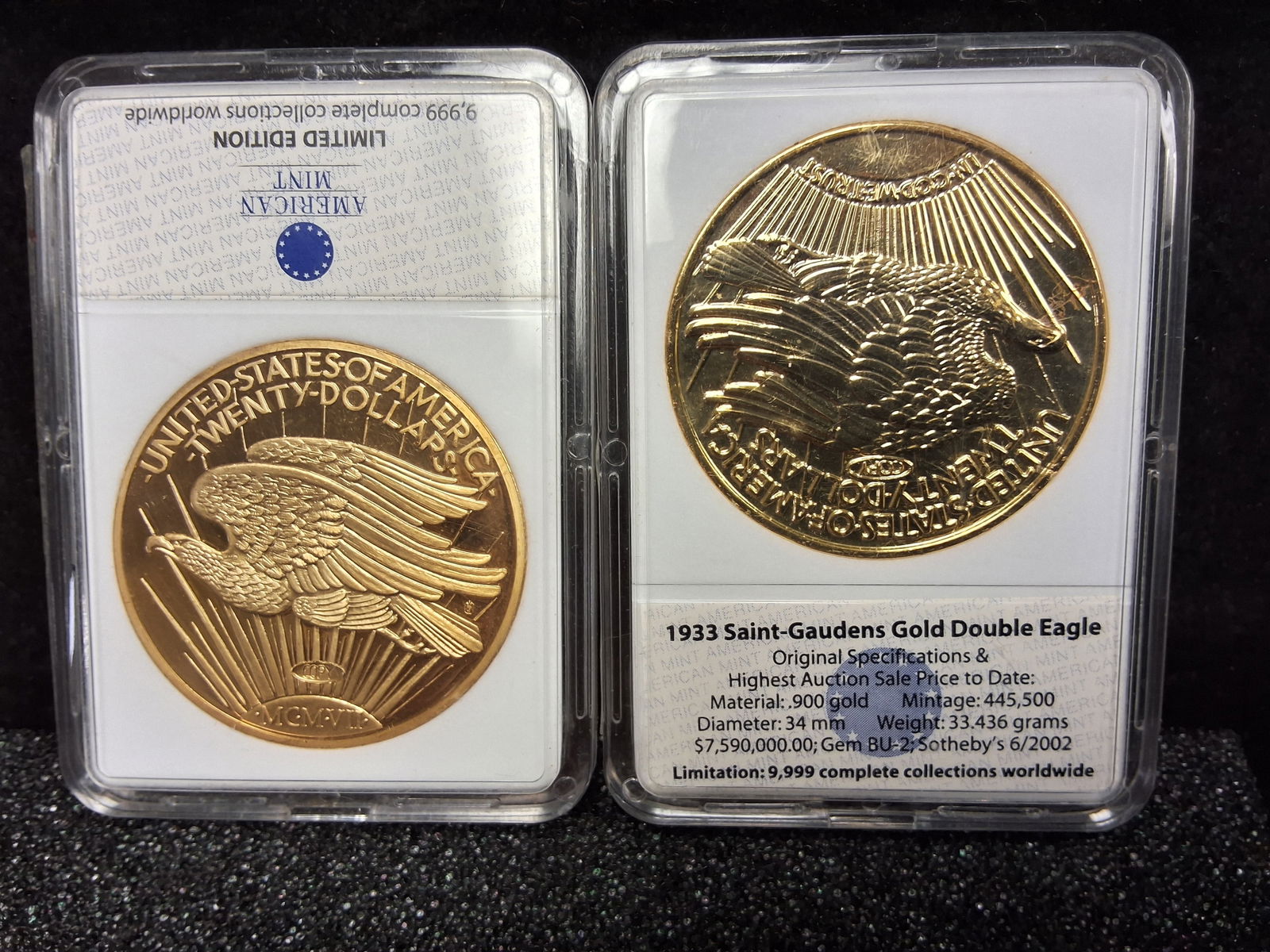 US Collection of Double Eagle Replica and Tribute Pieces, Gold-Layered - 3