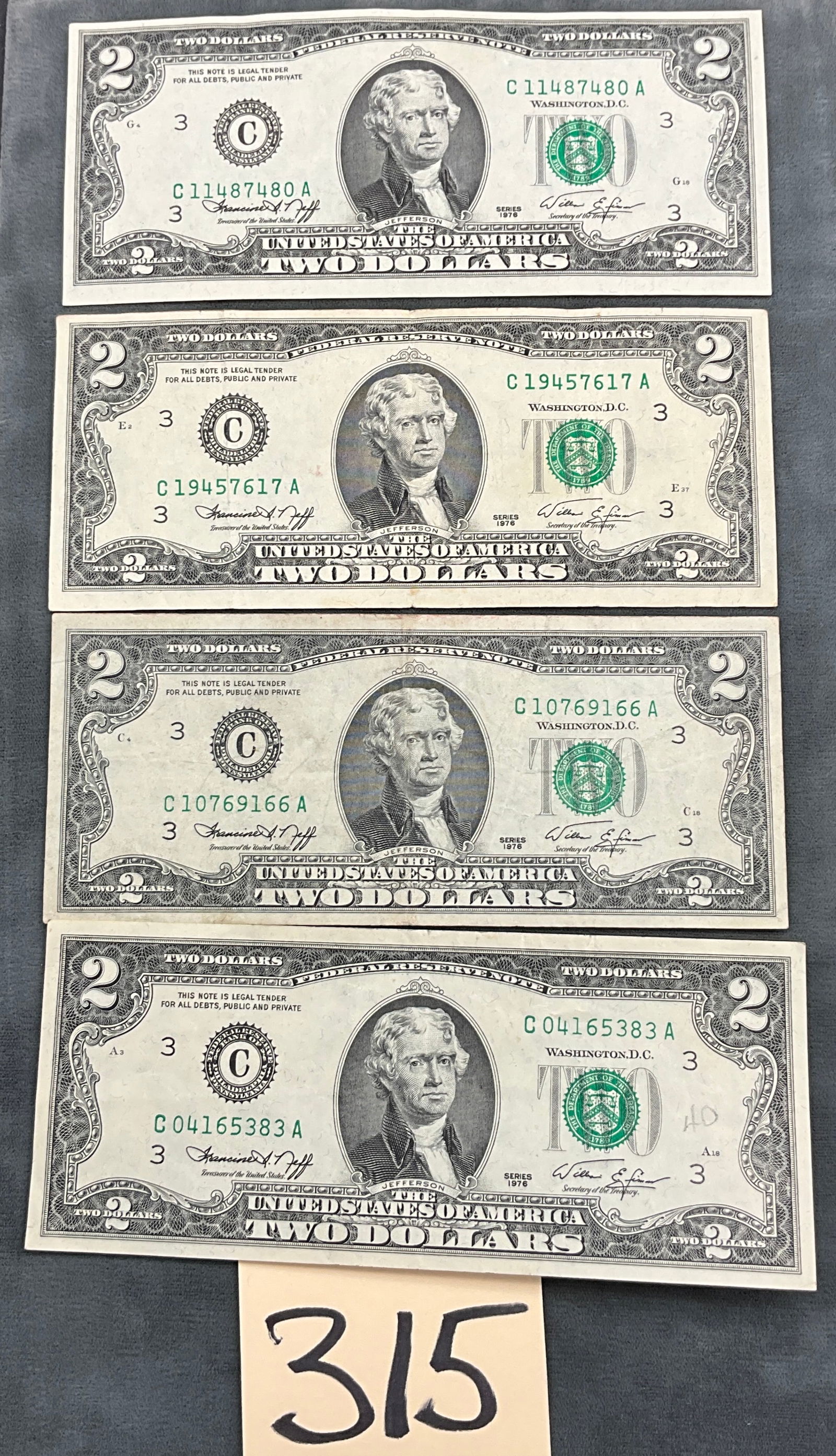 US $2 1976 Federal Reserve Note Collection, Fr. 1935-C (1 of 3)