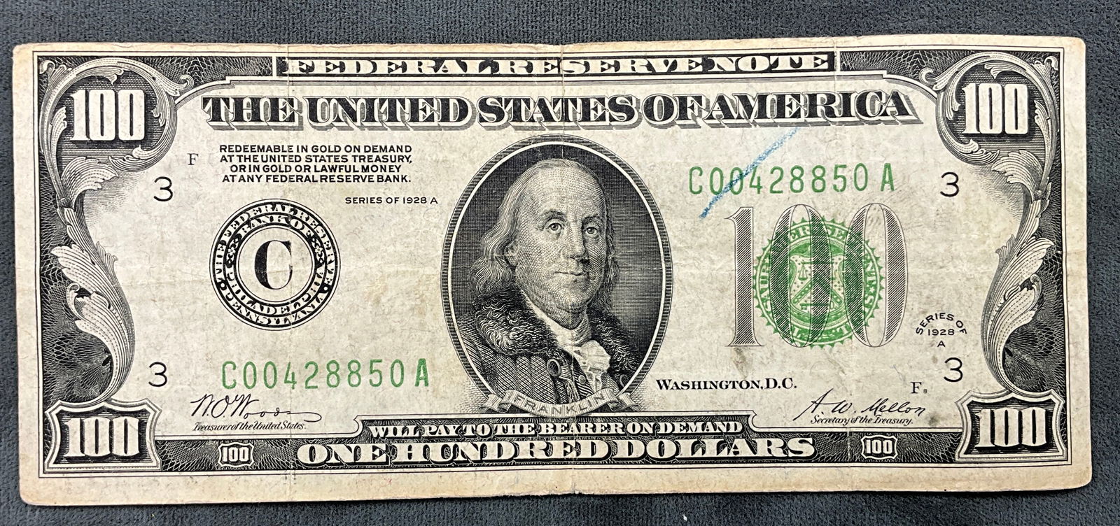 US $100 1928A Federal Reserve Note, Philadelphia, Fr-2151-C - 2