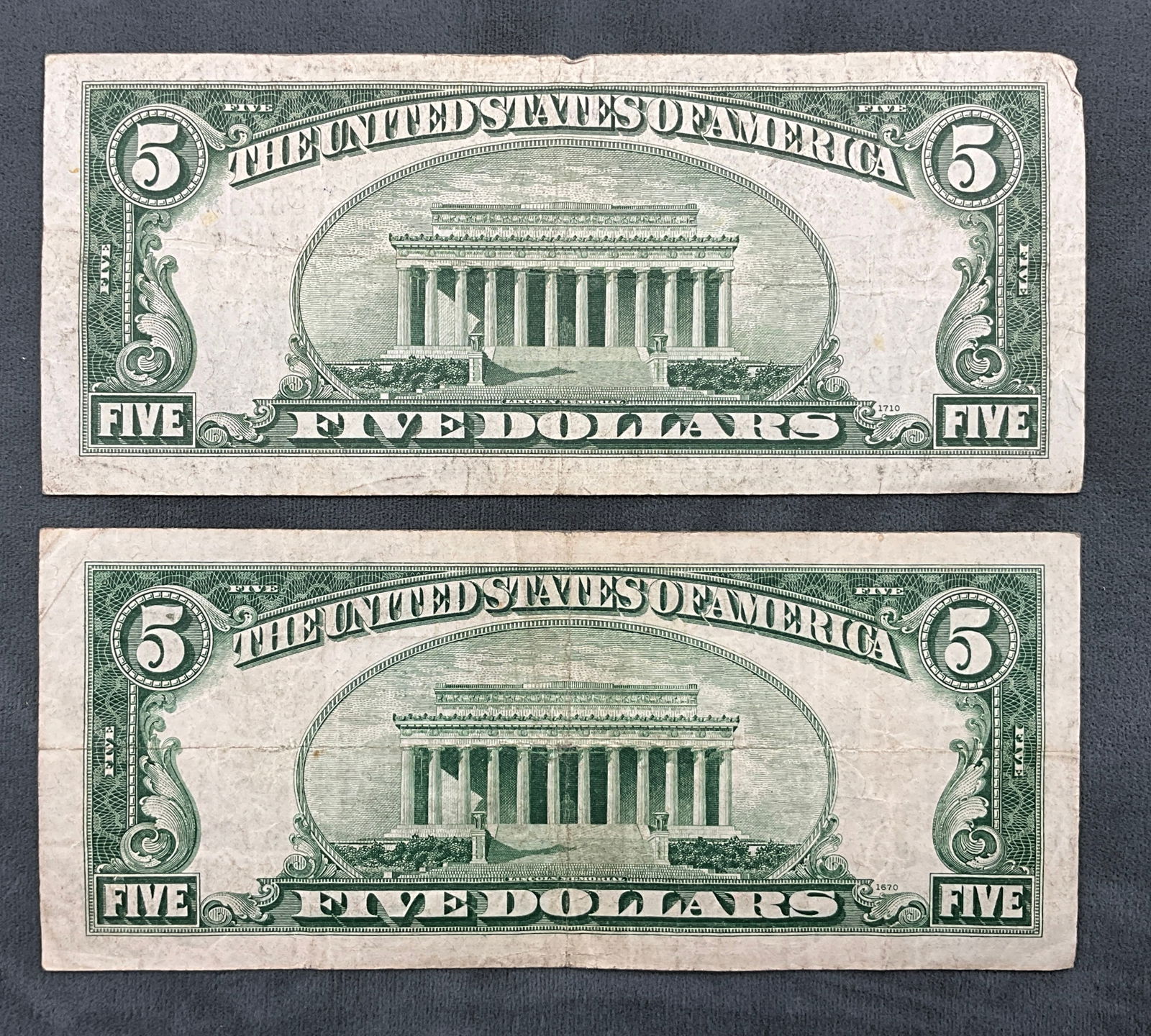 US 1934 C and 1934 D $5 Silver Certificates, Paper, Fr. 1653 and 1654 - 3