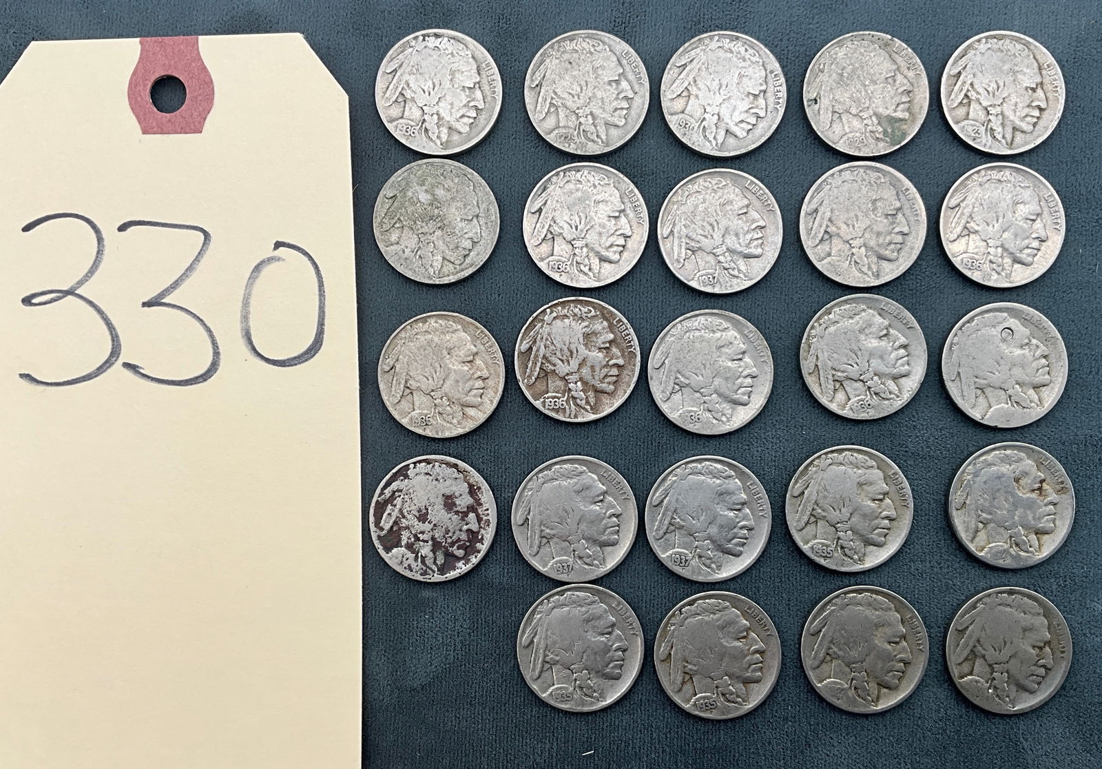 A Lot of US 1923-1937 Buffalo Nickels, Copper-Nickel, KM-134 (1 of 3)