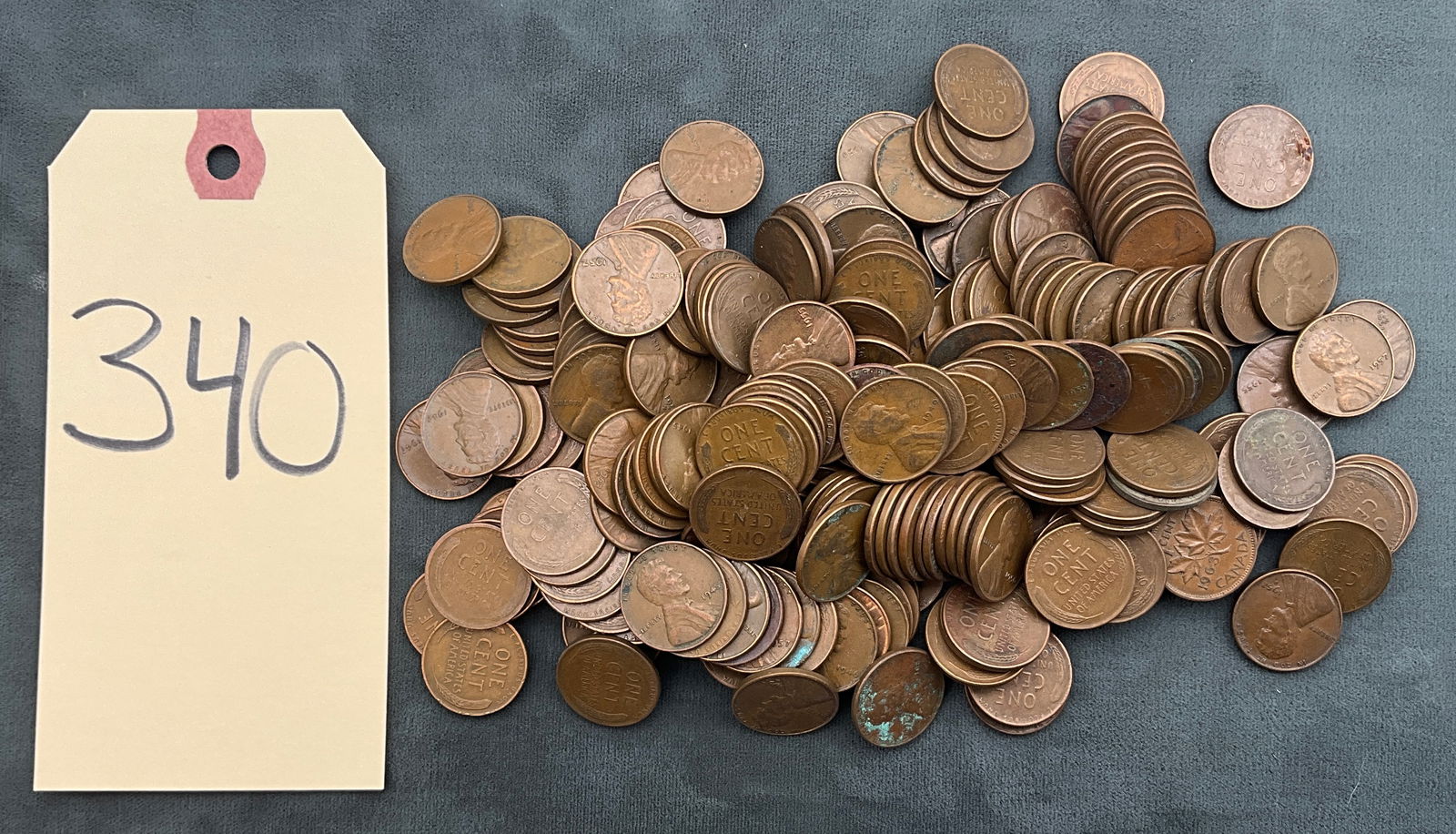 US and CA c. 1920-1963, One-Cent Collection, Bronze: This lot comprises a collection of US Lincoln cents, designed by Victor David Brenner and Frank Gasparro, and a 1963 Canadian small cent. The US specimens include both Wheat and Memorial reverse types