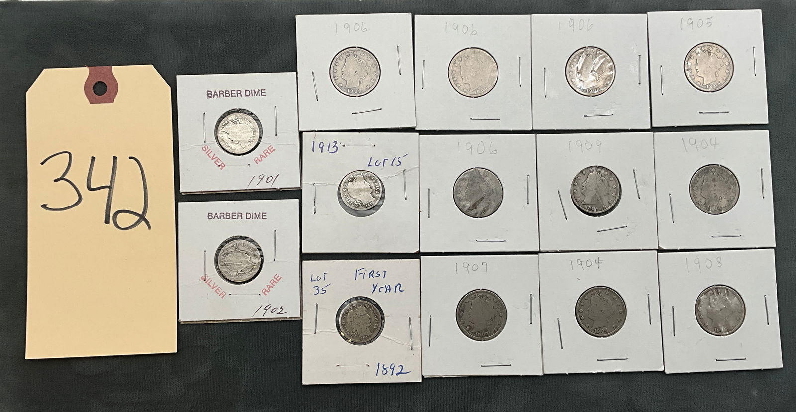 US 1892-1913 Barber Dimes and Liberty Head Nickels, Silver and Copper-Nickel (1 of 3)