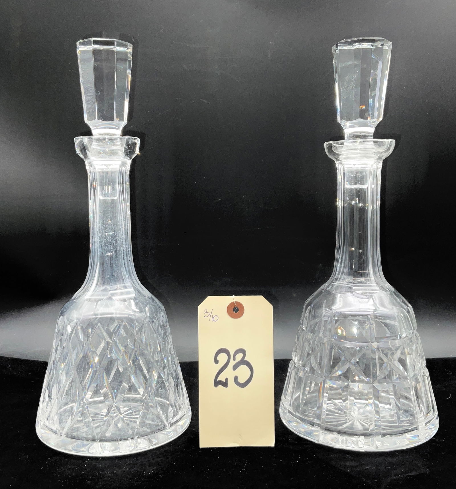 A Pair of Unmarked Cut Crystal Decanters with Stoppers (1 of 6)