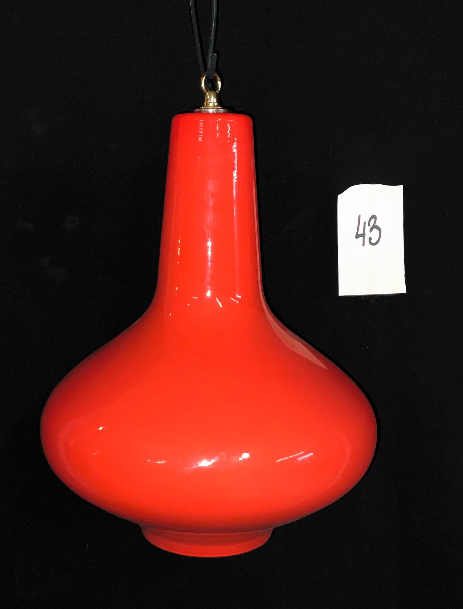 Peill & Putzler Style Mid-Century Modern Orange Cased Glass Pendant Light (1 of 3)
