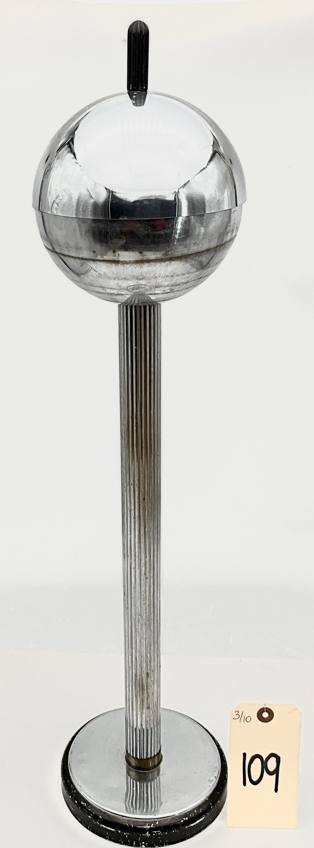 Mid-Century Modern Chrome Ball Floor-Standing Pedestal Ashtray (1 of 5)