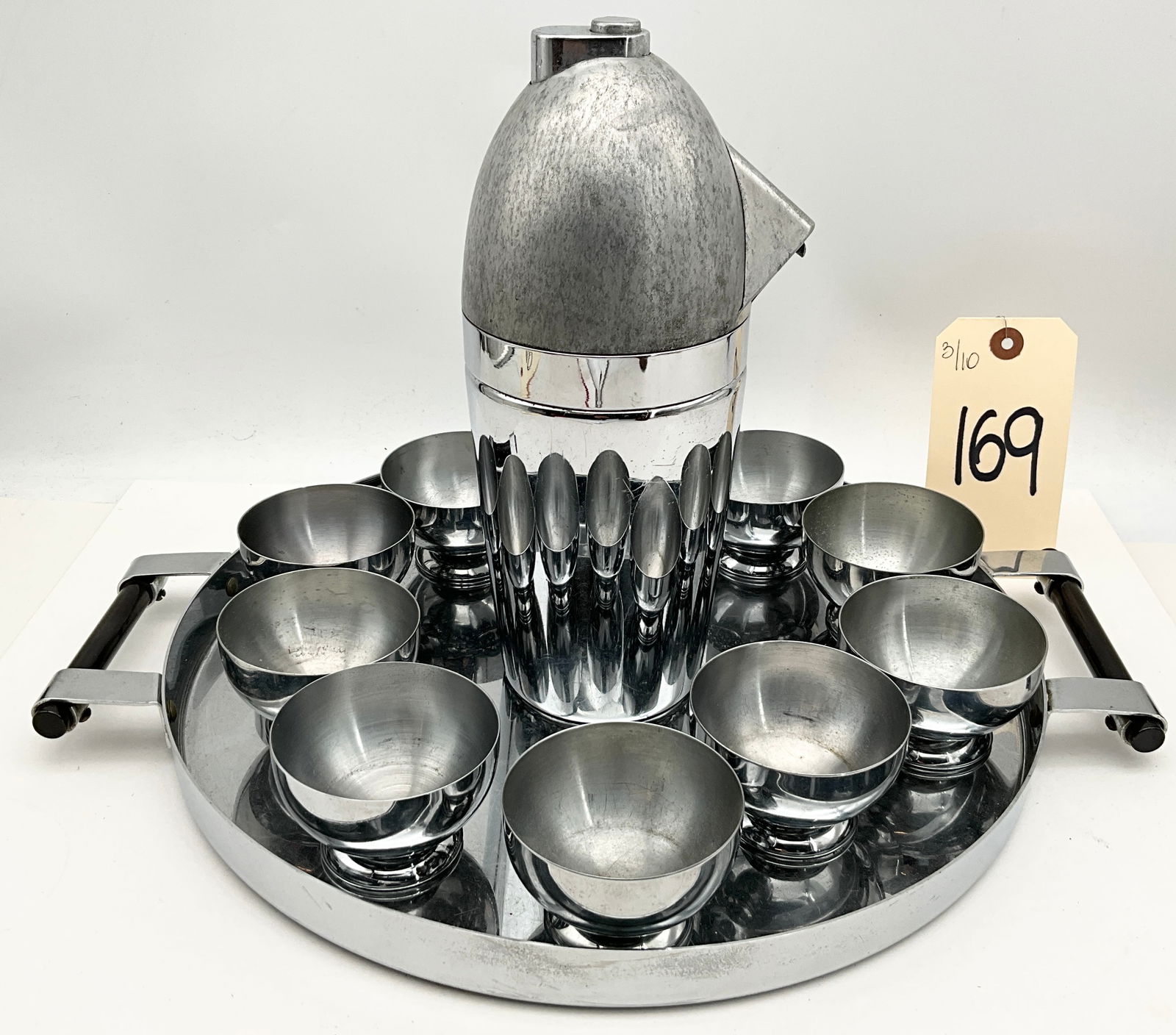 Chase and Norman Bel Geddes for Walter Kidde Soda King Streamline Moderne Chrome Barware Set (1 of 6)