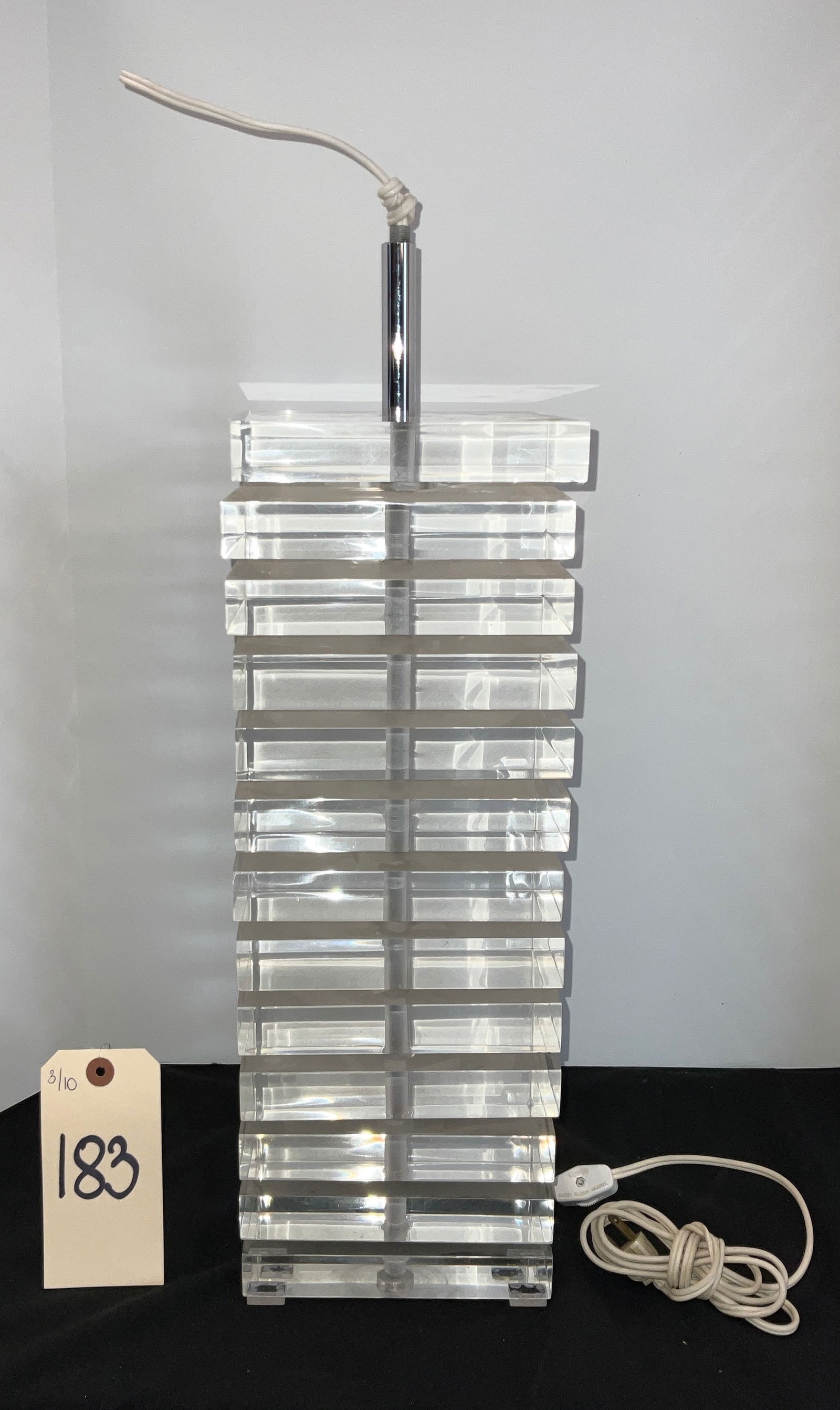 Mid-Century Modern Karl Springer Style Stacked Lucite Skyscraper Table Lamp As-Is (1 of 4)