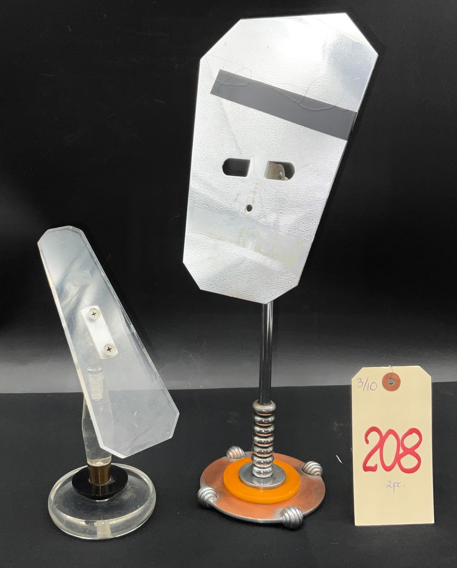 Pair of Art Deco Machine Age and Modernist Acrylic Tabletop Display Stands (1 of 3)