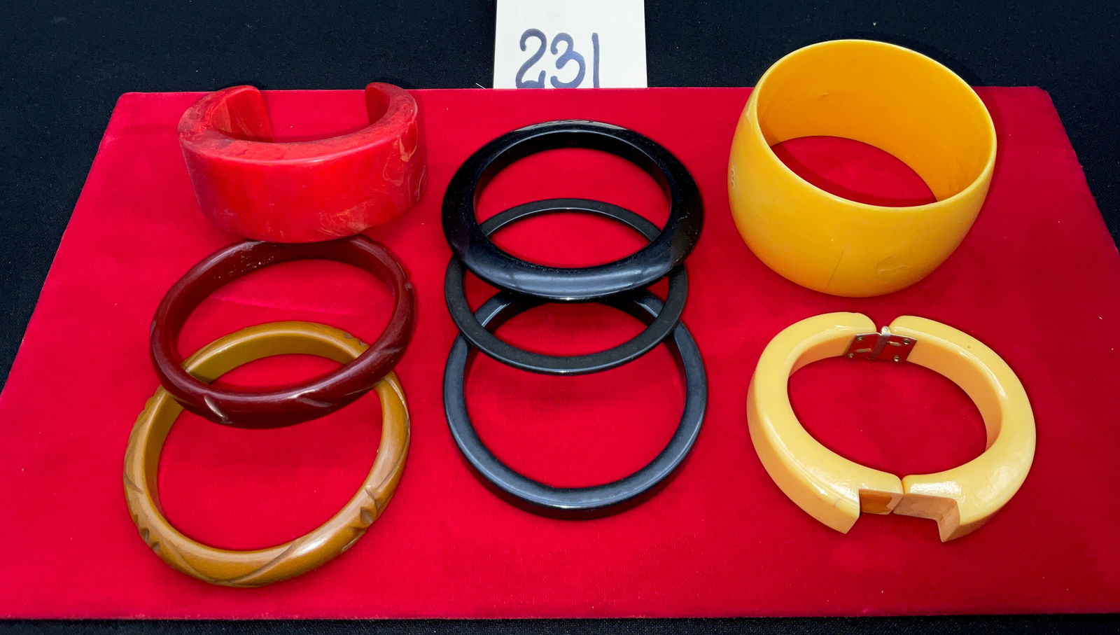 Bakelite Bangle Collection, Marbled and Carved Designs (1 of 3)