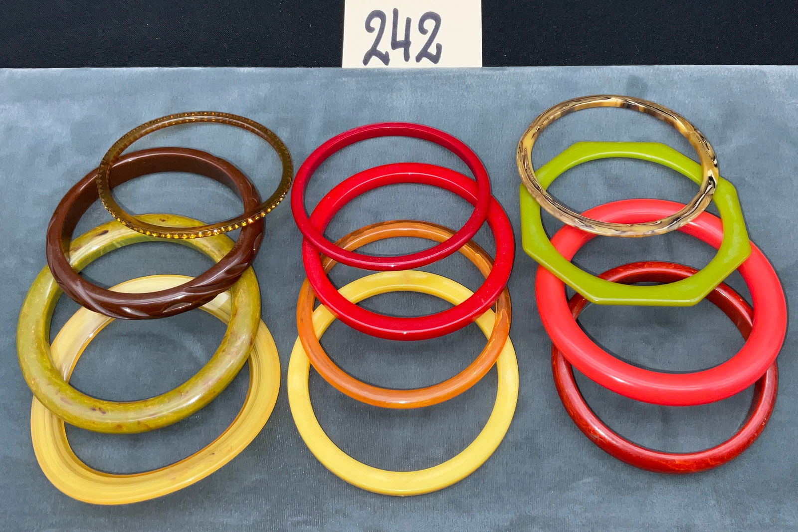 Vintage Bakelite and Resin Bangle Bracelet Collection in Assorted Colors and Styles (1 of 1)
