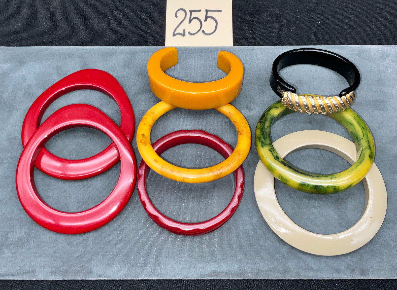 Collection of Eight Vintage Bakelite and Early Plastic Bangle Bracelets (1 of 2)