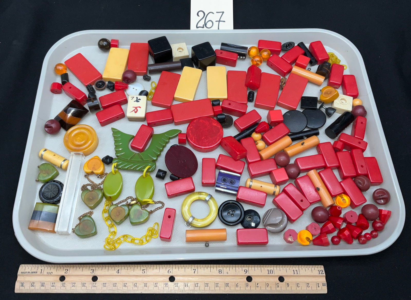 Unbranded Vintage Bakelite and Early Plastic Jewelry Components and Game Pieces (1 of 2)
