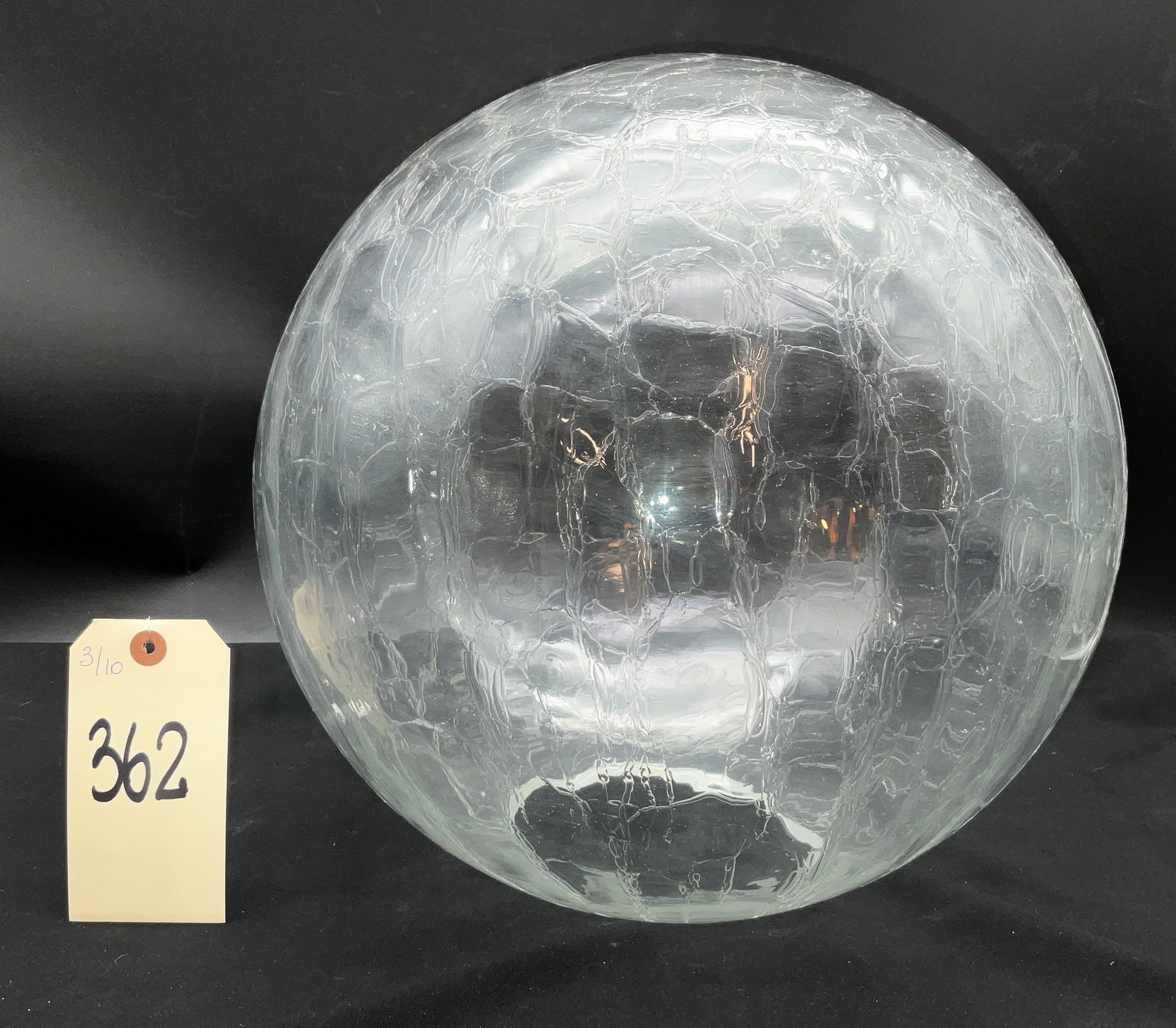 Mid-Century Modern Style Clear Crackle Art Glass Globe/Shade (1 of 2)