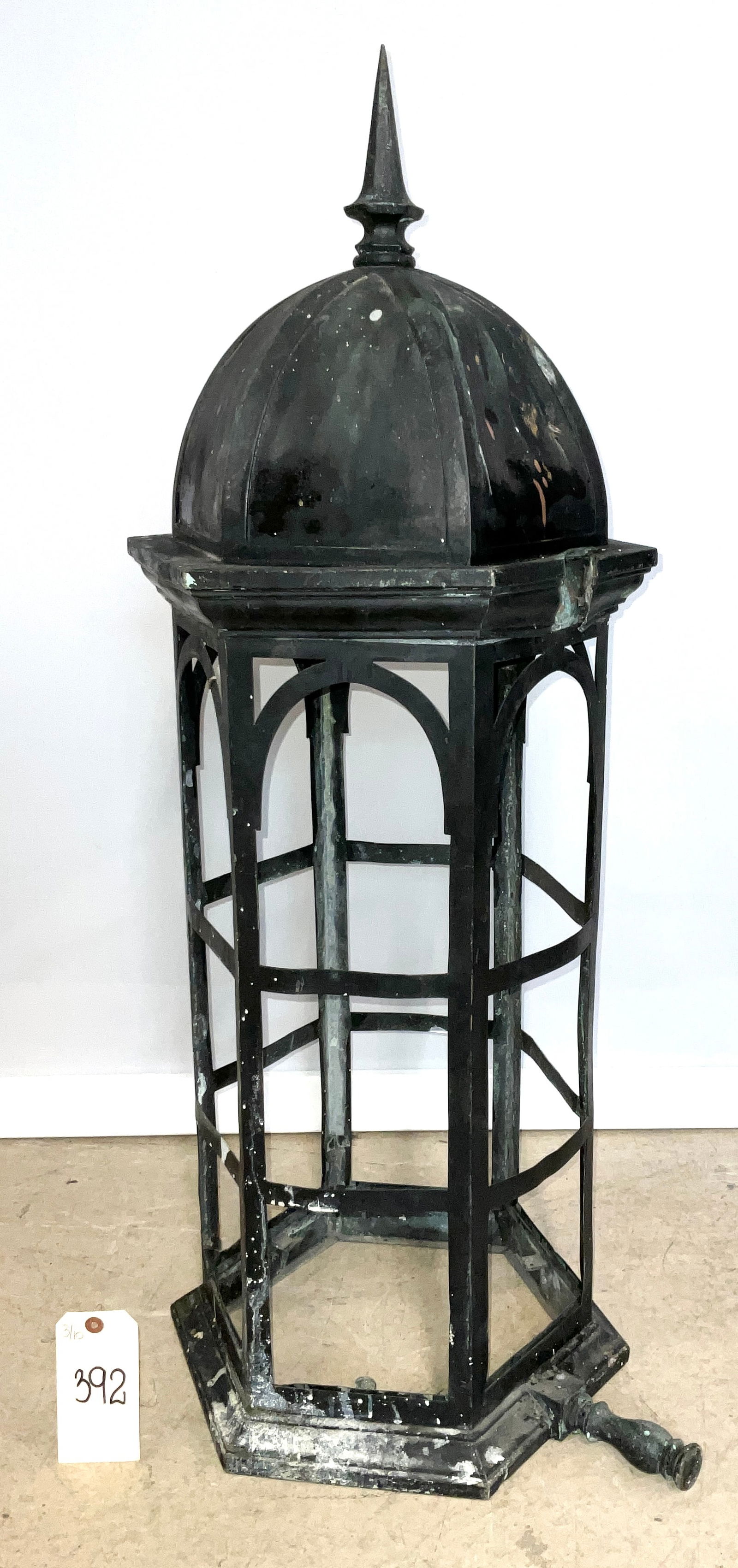 Large Hexagonal Metal Lantern-Style Architectural Fixture, Late 20th Century (1 of 2)