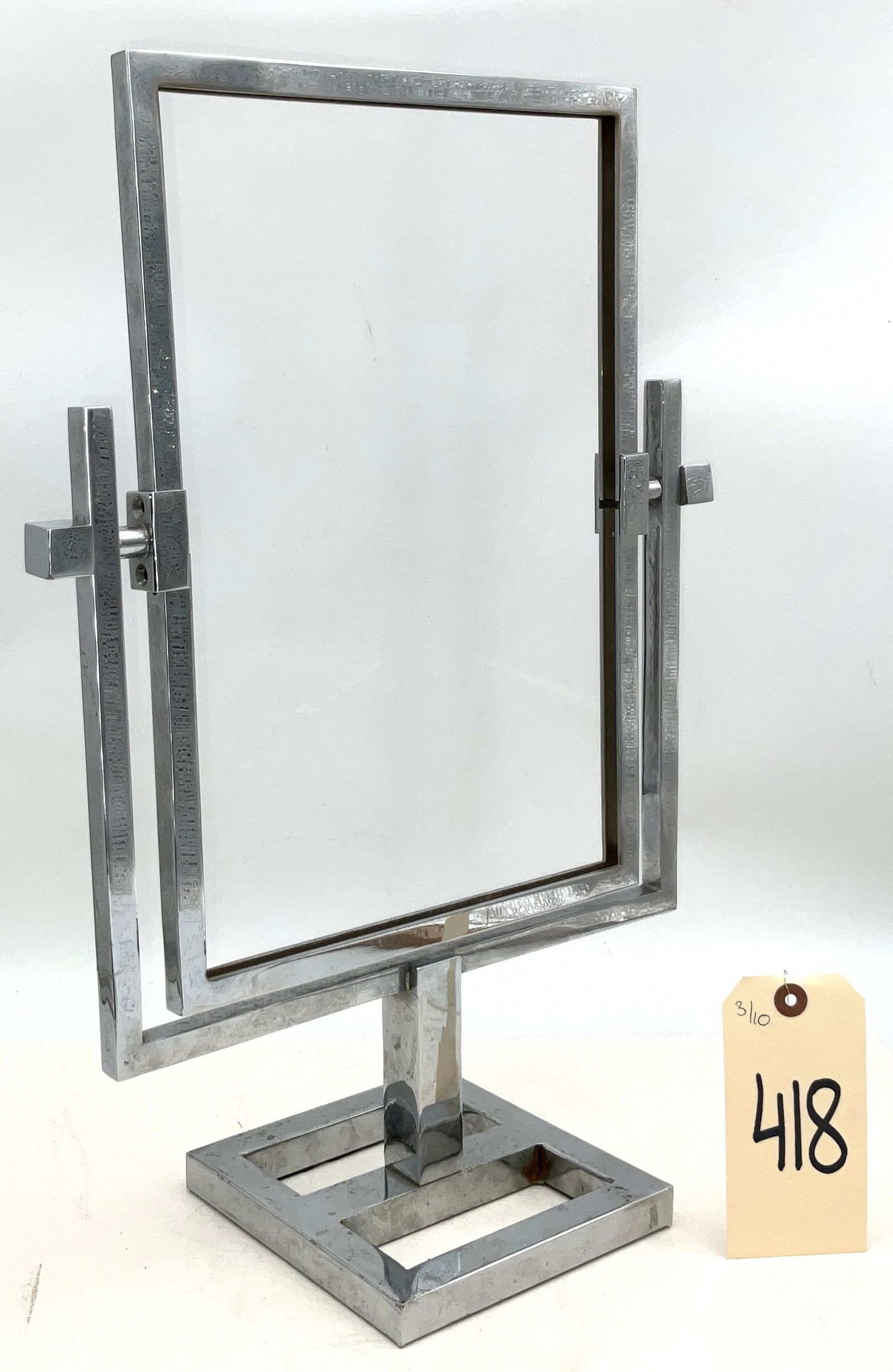 Attributed to Charles Hollis Jones. Modernist Polished Chrome Swivel Mirror Frame. c. 1970s. (1 of 3)