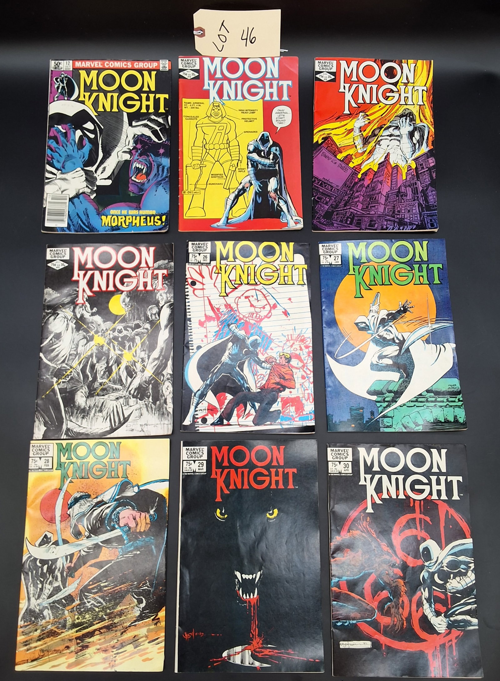 Lot of 9 Moon Knight Comics issues: 26-30 consecutive: Lot of 9 Moon Knight Comics issues: 26-30 consecutive Condition All property is sold in "as is" condition and all sales are final. Teel Auctions and its consignor make no representations or