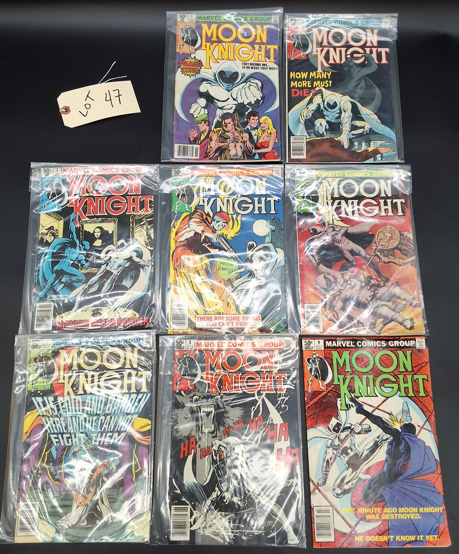 Lot of 8 Moon Knight Comics: issues 1-9 (missing issue 4): Lot of 8 Moon Knight Comics: issues 1-9 (missing issue 4) Condition All property is sold in "as is" condition and all sales are final. Teel Auctions and its consignor make no representations or